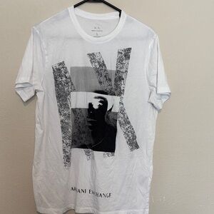 Armani Exchange White and Gray Graphic Tee men’s L #98